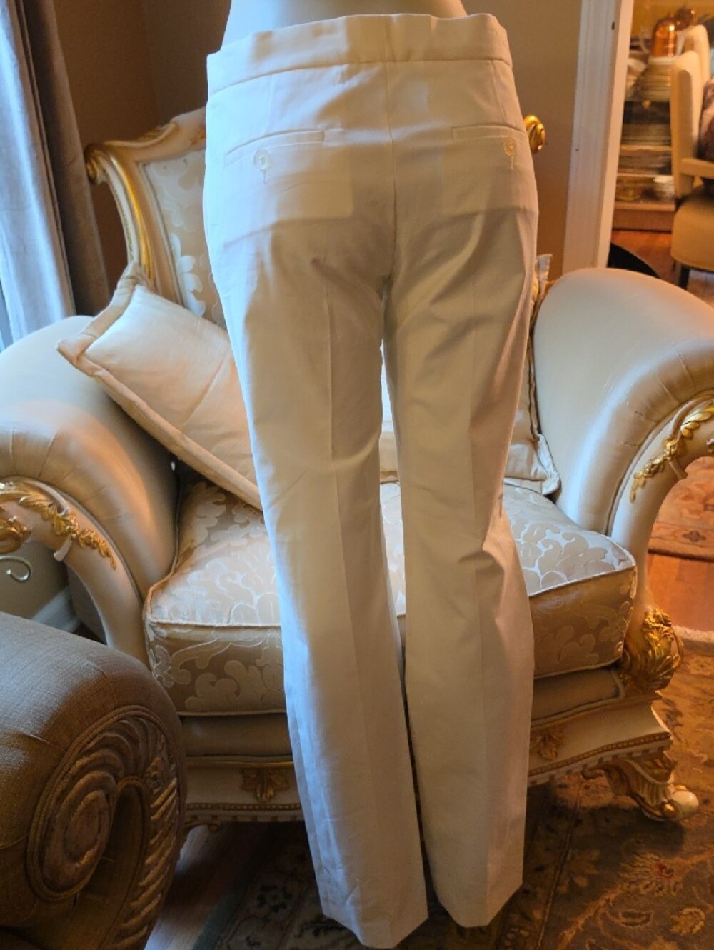 Women's Cream Straight-Leg Dress Pants - Picture 5 of 8